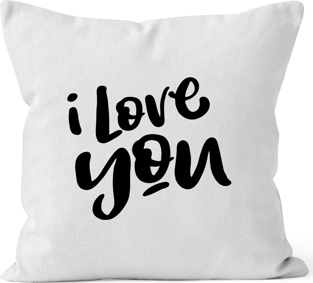 Kissen-Bezug Ich liebe Dich I love You Kissen-Hülle Deko-Kissen Baumwolle MoonWorks weiß unisize
