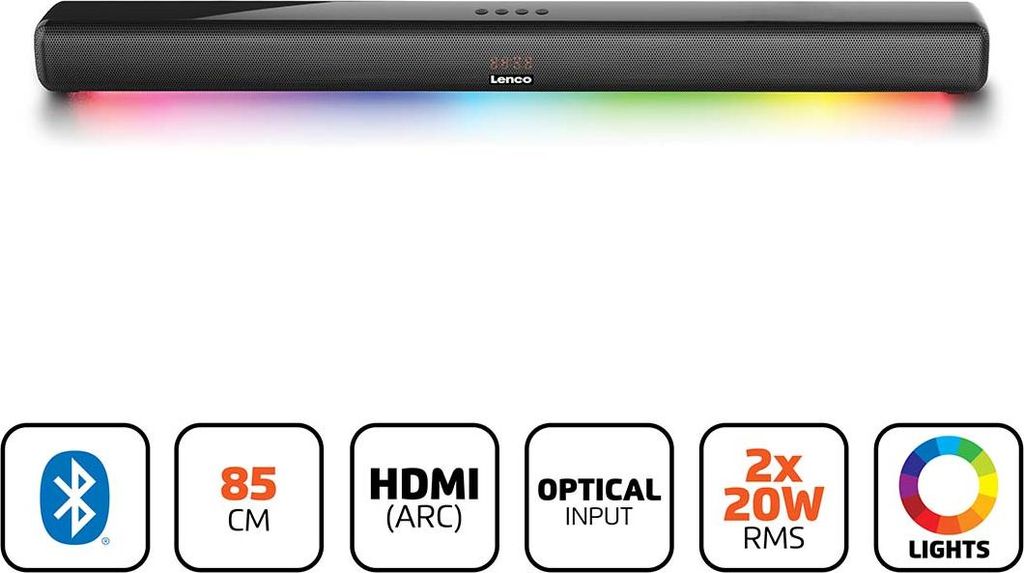 Lenco SB-042LEDBK -85cm Bluetooth® Soundbar mit HDMI (ARC) Produktbild 