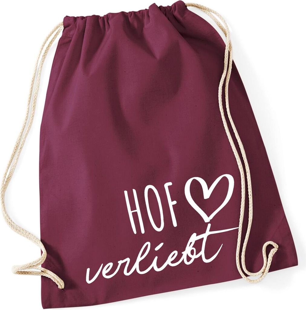 Huuraa Turnbeutel Hof verliebt 12 Liter Burgundy Baumwolle Rucksack Geschenkidee