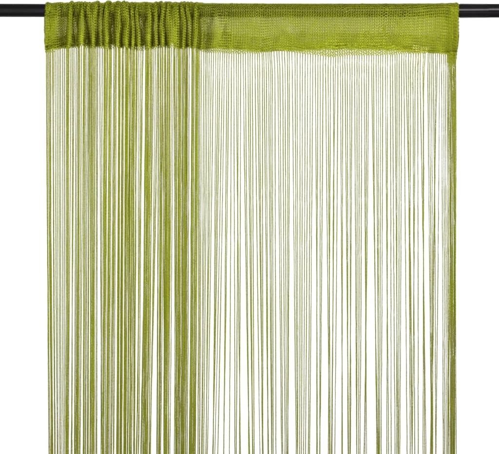 vidaXL Fadenvorhänge 2 Stk. 100 x 250 cm Grün - Fadenvorhang - Fadenvorhänge - Fadengardine - Fadengardinen
