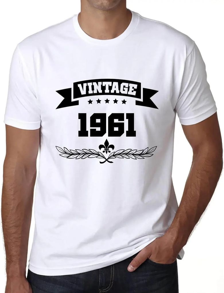 Herren Grafik T-Shirt Lilienblüte Olivenzweig Vintage seit 1961 – Lily Flower, Olive Branch, Vintage Since 1961 – Geschenk 63. Geburtstag Jahr...