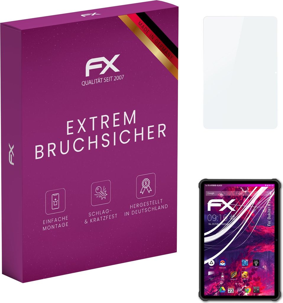 atFoliX FX-Hybrid-Glass Displayfolie kompatibel mit Oukitel RT5 Glasfolie