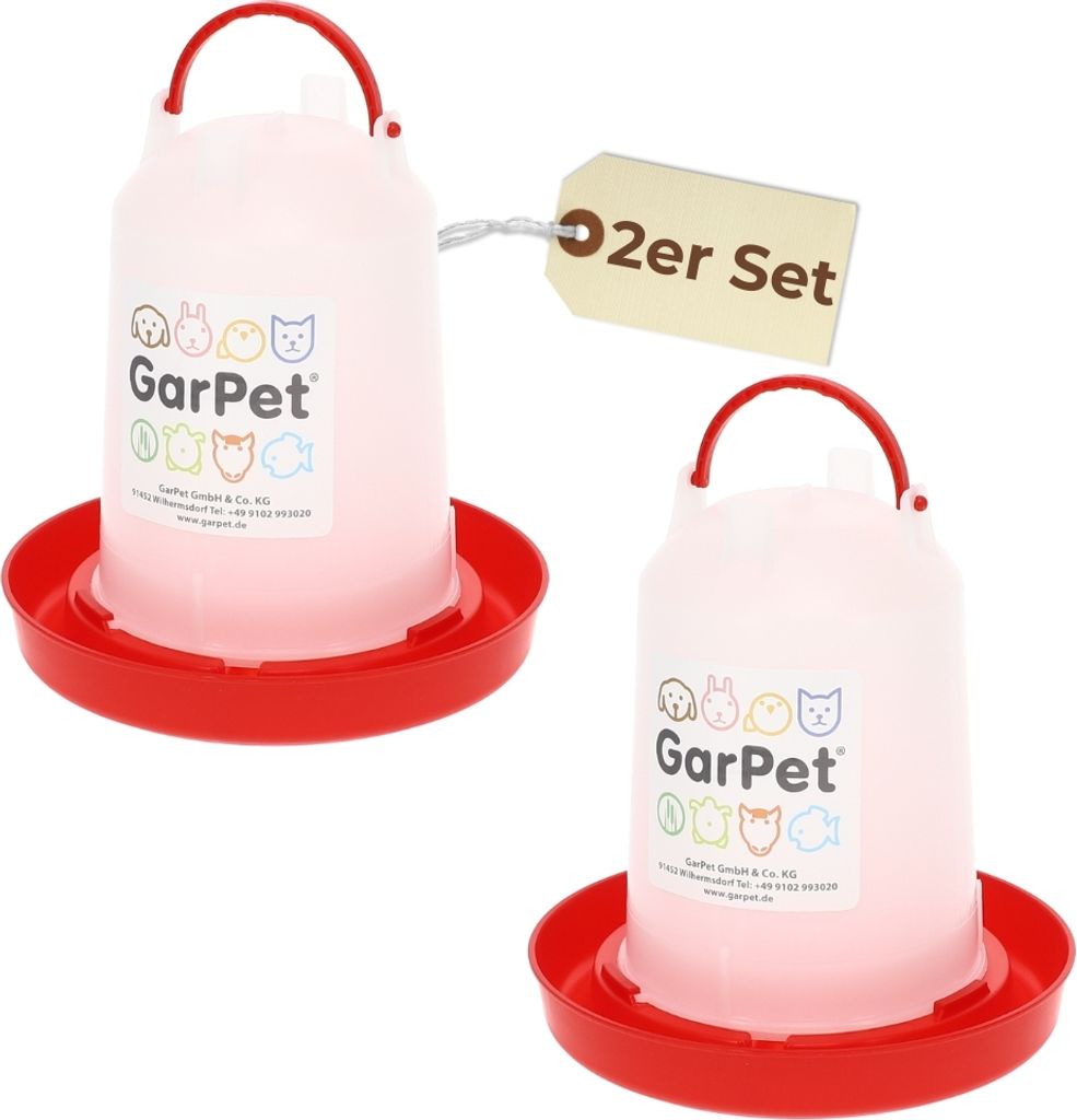 2er Set Hühnertränke 1,5 L Geflügeltränke Hühnerzubehör Produktbild 