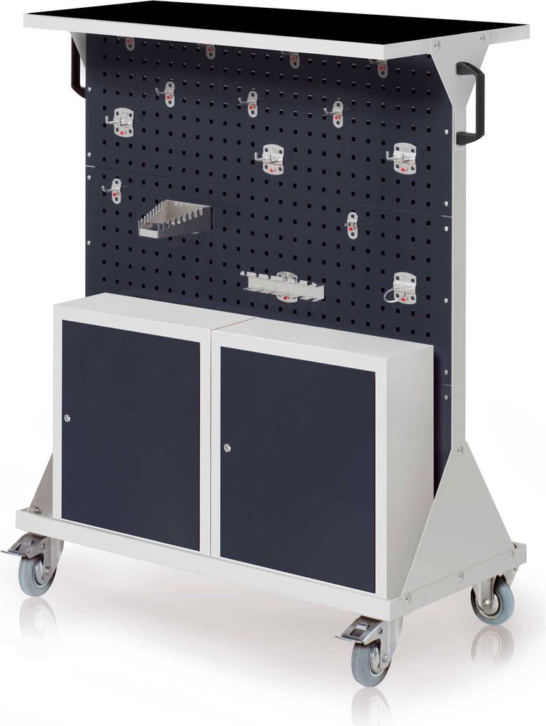 Kappes RasterMobil mobiler Arbeitsplatzschrank Größe #3 1270x1000x500mm 24-teilig mit Auflageboden inkl. Riffelgummimatte und Einhängeschrank ...