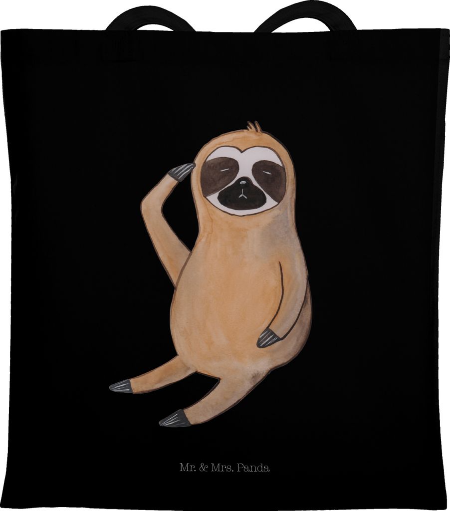 Mr. & Mrs. Panda Tote Bag Faultier Vogel - Schwarz - Geschenk, totebag, Spinner, Schultasche, festival tasche, Angespannt, Tragetasche, canvas, Mor...