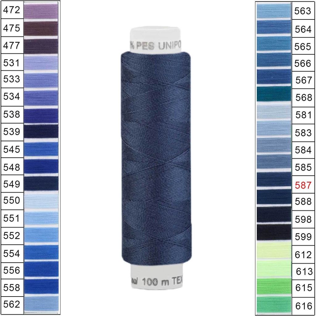 Nähgarn 100m Unipoly 120 Tex14x2 Polyester Nähfaden Nähmaschinengarn Farben 3v6 , Farbe:587