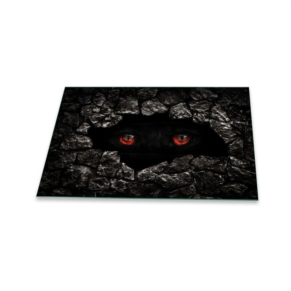 Herdabdeckplatte Glaskeramik 1 Teilig 80x52 Katze Schwarz Abdeckung Glas Spritzschutz