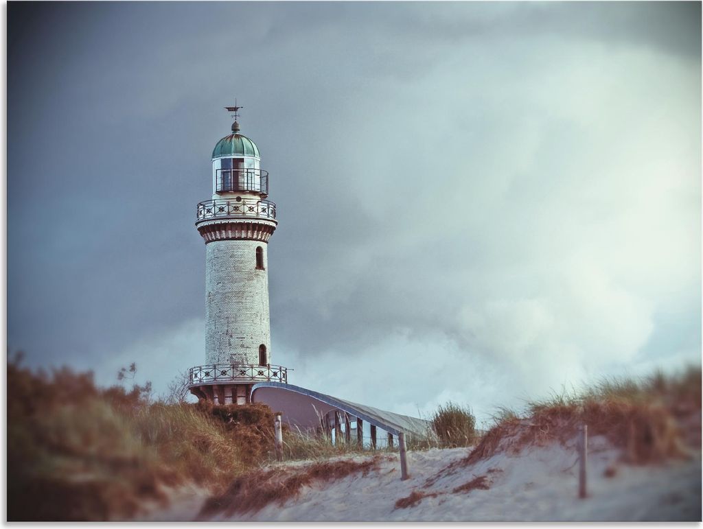 ARTland Wandbild Alu für Innen & Outdoor Der Warnemünder Leuchtturm Größe: 60x45 cm