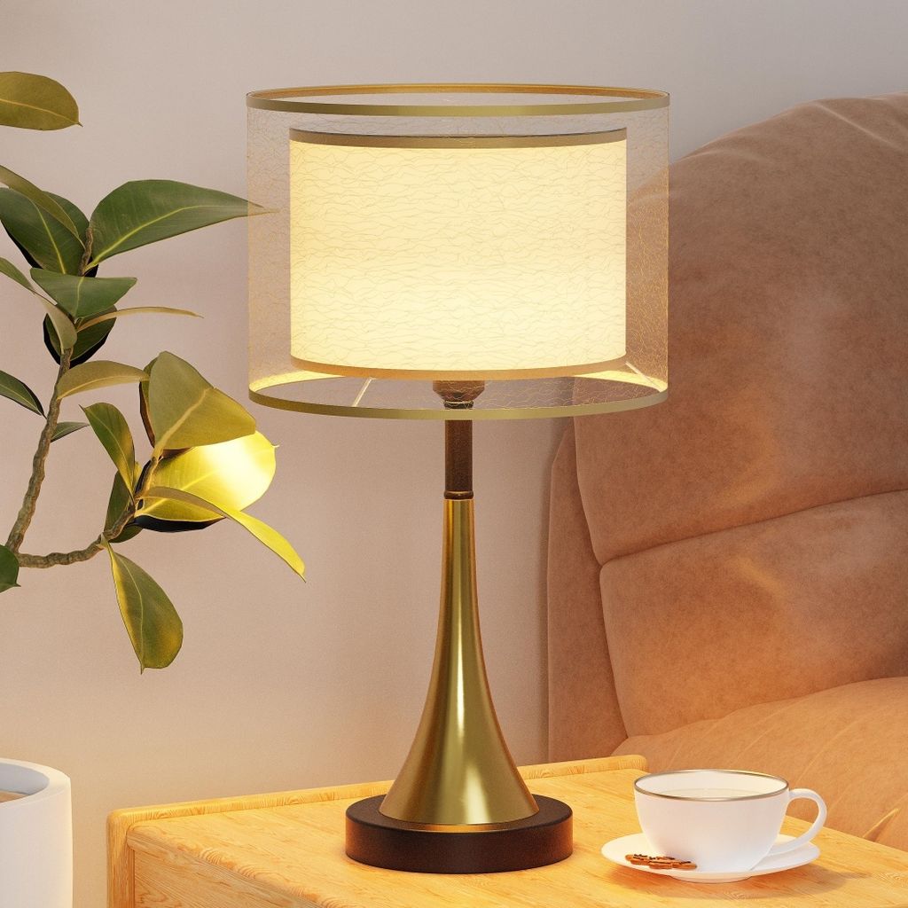 Lampada da tavolo LED E27, 3 tonalità di luce, metallo, Immagine del prodotto 