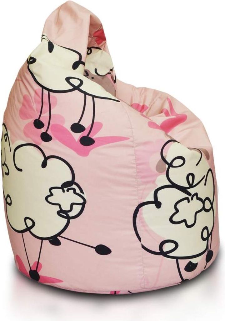 Ecopuf - Sitzsack L Kids, Kindersitzsäcke aus Plüsch-Mikrofaser, Schafe Dg20