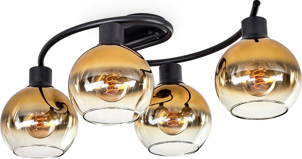 Cesaro Deckenlampe aus Metall/Glas in Schwarz/Goldfarben/Klar