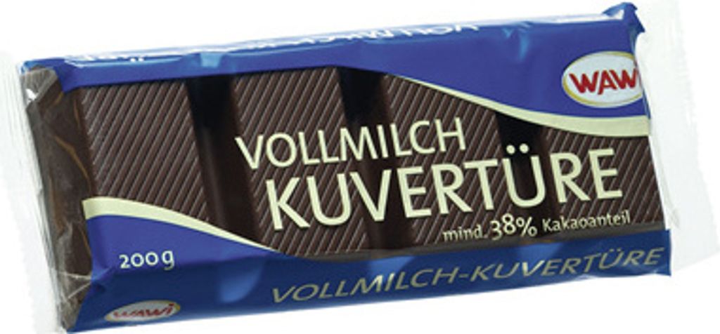 Wawi Kuvertüre Vollmilch 38% Kakaogehalt 200 g Produktbild 