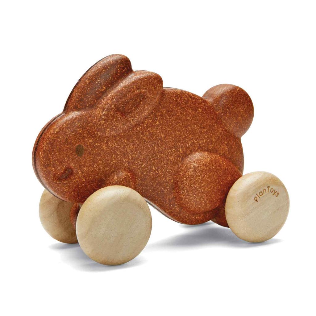 Plan Toys Holzkaninchen auf Rädern - braun