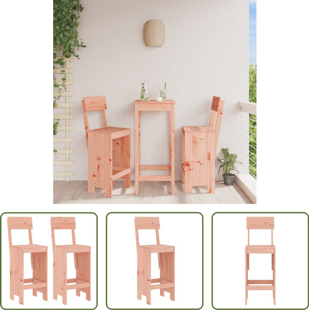 The Living Store Barhocker 2 Stk. 40x48,5x115,5 cm Massivholz Douglasie