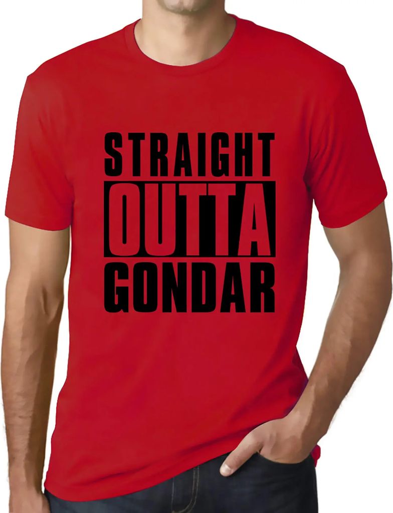 Herren Grafik T-Shirt Direkt aus Gondar – Straight Outta Gondar – Öko-Verantwortlich Vintage Jahrgang Kurzarm Lustige Druck Geburtstag Geschen...
