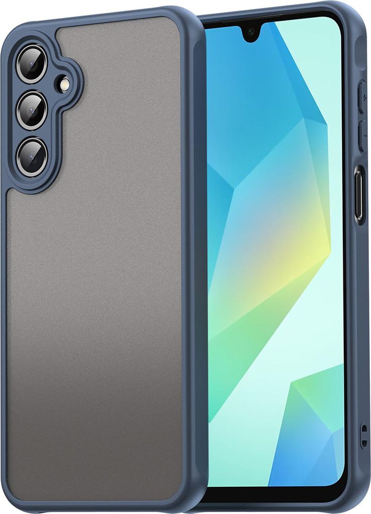 Matt Hülle für Samsung Galaxy A16 5G mit Kameraschutz, Transluzente Matt Rückseite Stoßfeste Handyhülle Blau