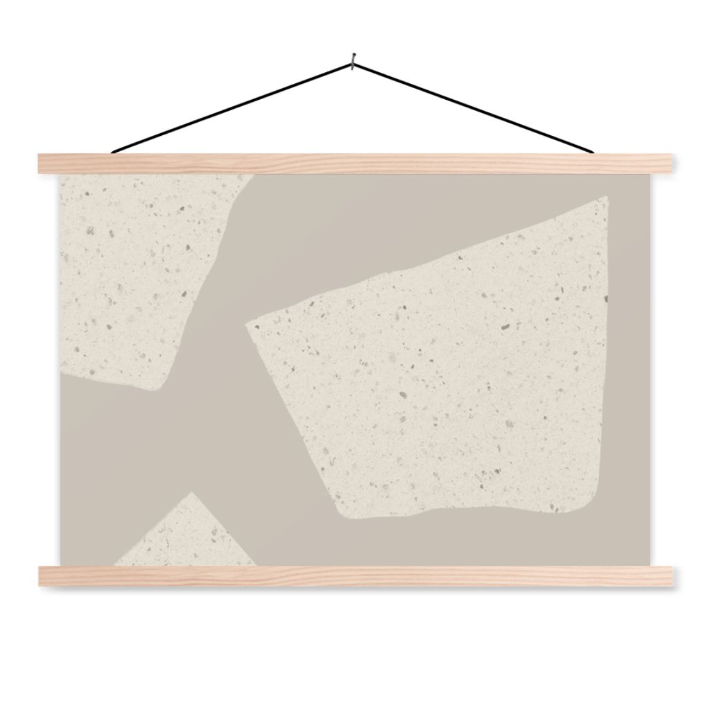 MuchoWow Textilposter Terrazzo - Abstrakt - Pastell - Muster 120x80 cm mit holzfarbenen Rahmen - Aufhängeset