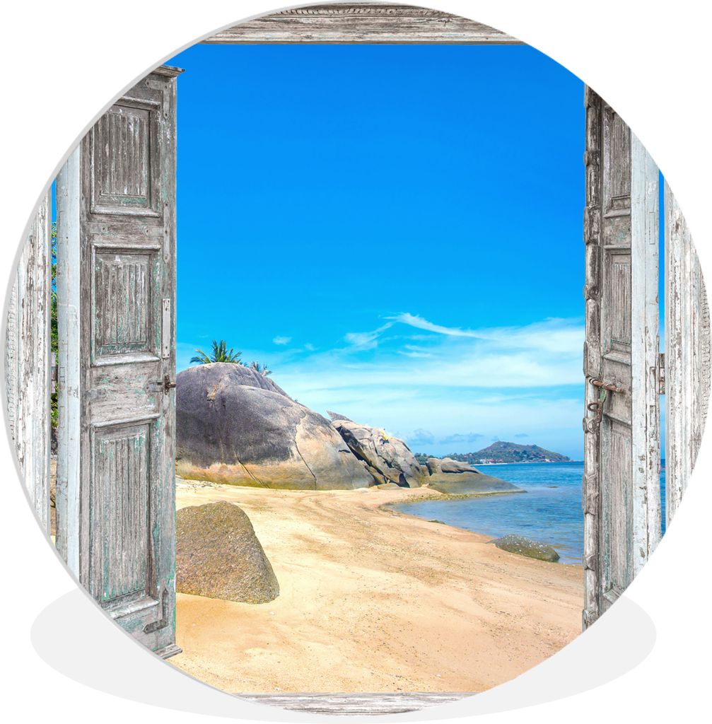 MuchoWow Rundes Wandbild - Runde Bilder Strand - Tropisch - Sommer - Blick - Meer Ø 60 cm Kreis Wanddekoration Kunststoff - Wandkreis - Wandschm...