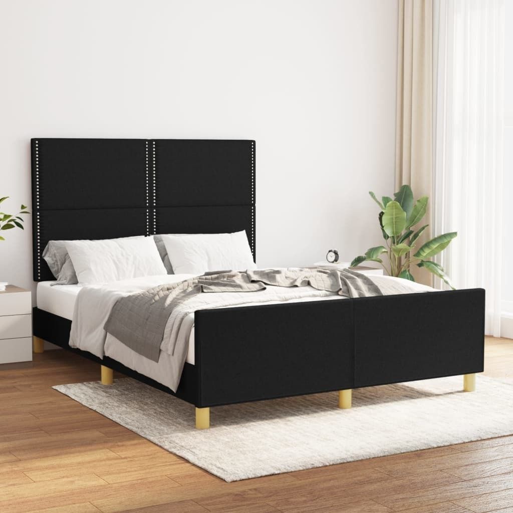 CLORIS Bettgestell Bettrahmen mit Kopfteil Schwarz 140x200 cm Stoff, 43,2 kg