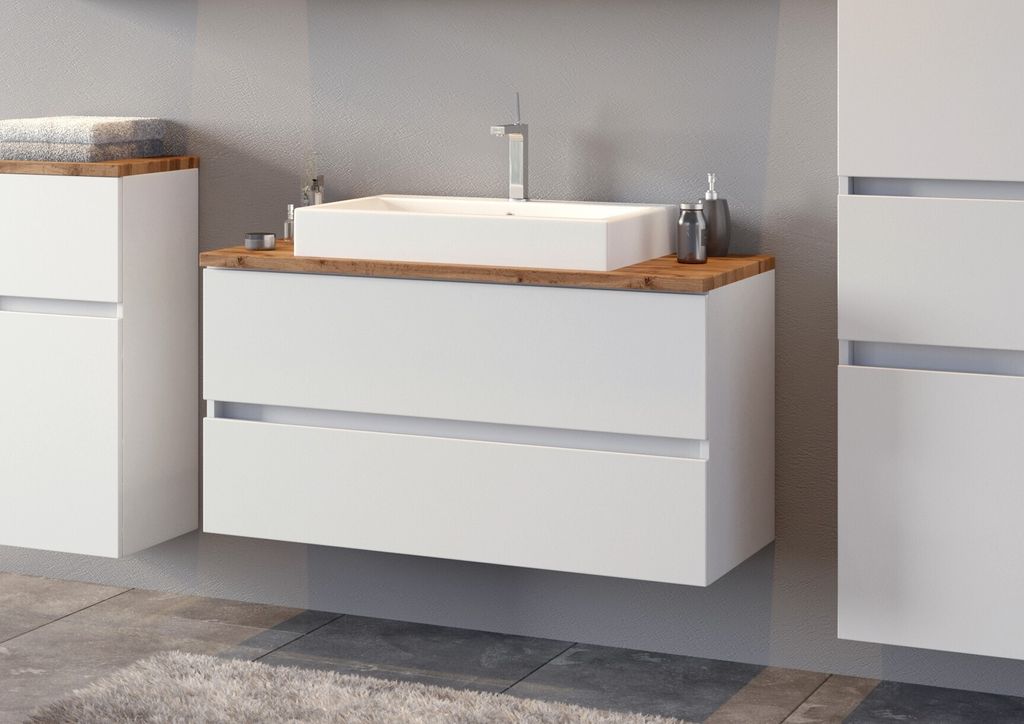 Waschtisch-Set >Pienza< in weiß - 100x54x48cm (BxHxT) Produktbild 