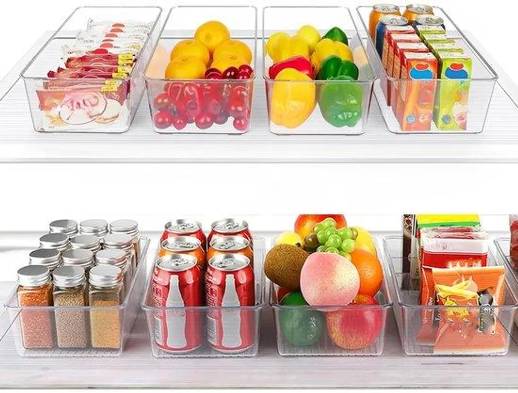 Rangement pour réfrigérateur gain de place : pack de 8 bacs multifonction