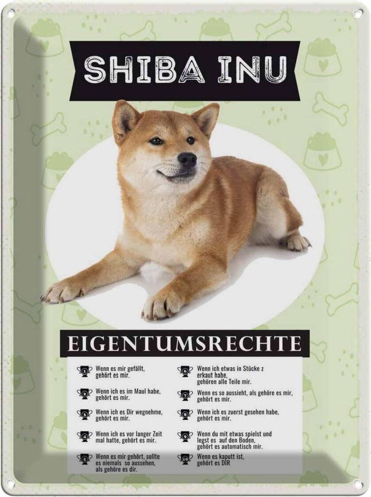 vianmo Blechschild 40x30 cm Shiba Inu Eigentumsrechte Produktbild 