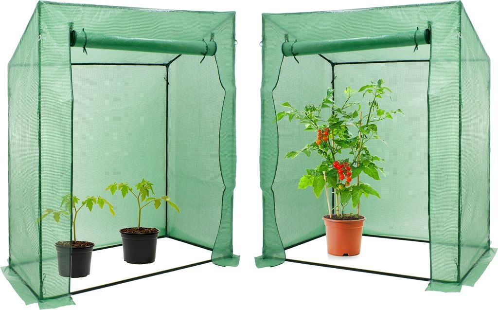 ECD Germany 2x Foliengewächshaus mit Gitternetzfolie, 200x79x168 cm, Grün