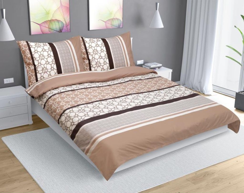 Doppelbettbezug aus Baumwolle - 1St. 180x200, 70x90 - beige