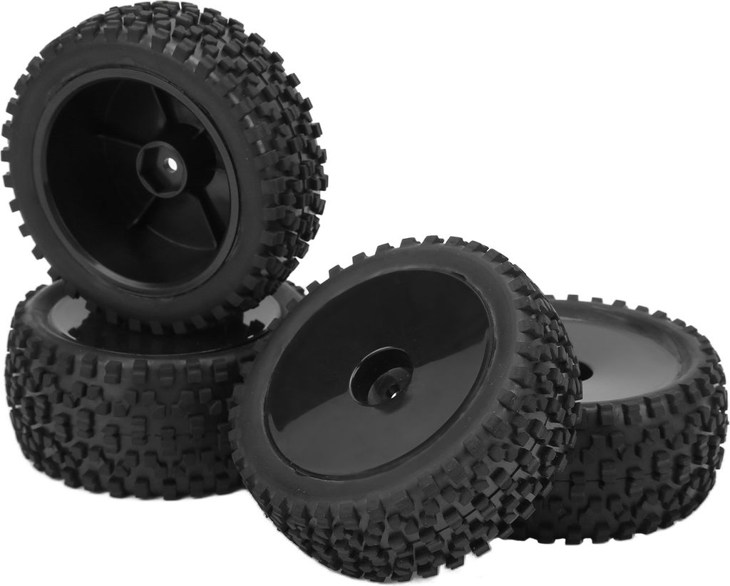 4PCS RC vordere hintere Reifen und Räder mit 12 mm Sechserhöhle für 1/10 Off -Straßenauto -Upgrade Teileblack