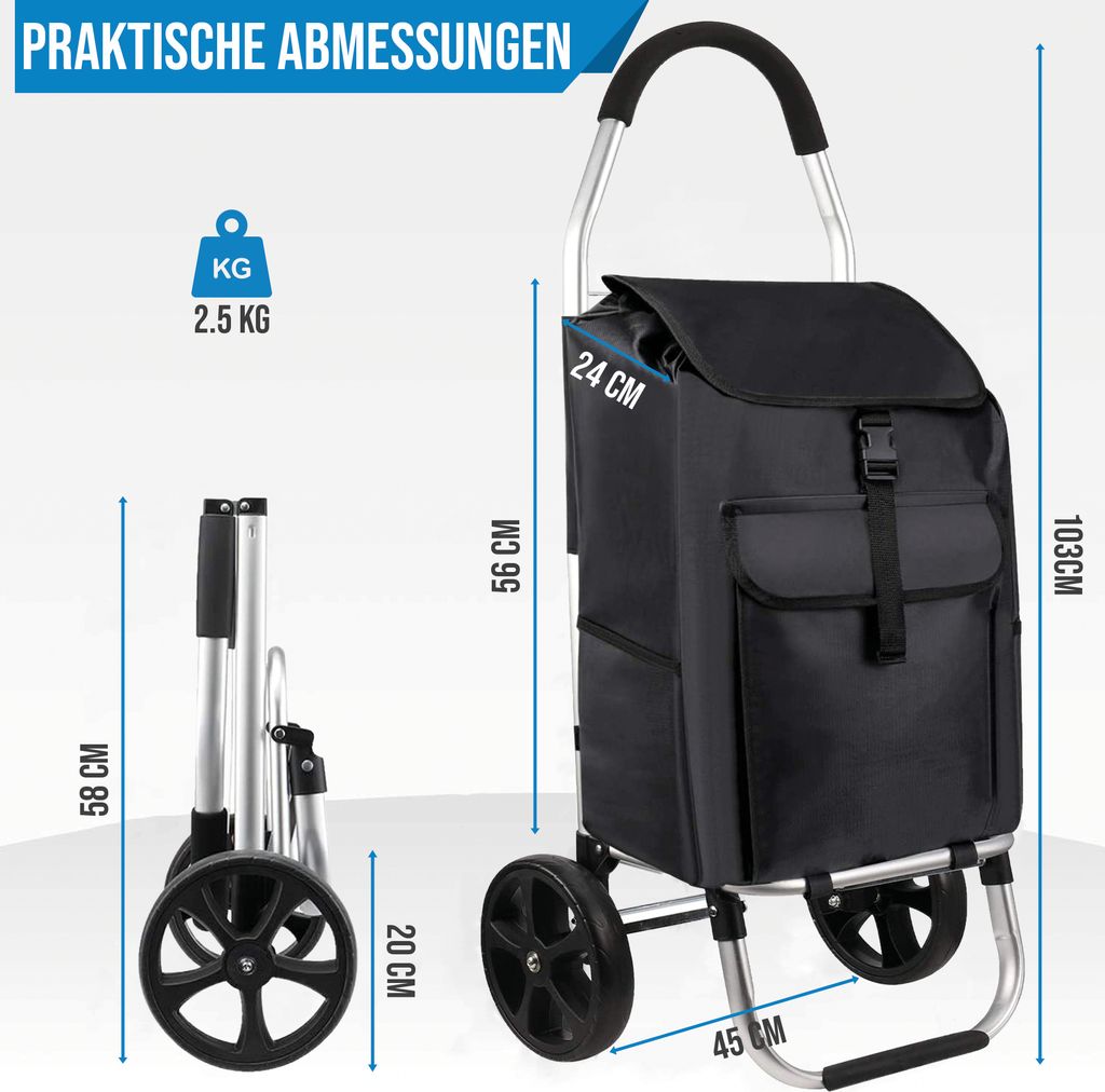 Strex Einkaufstrolley mit Rädern - Faltbar - Abnehmbare Produktbild 9