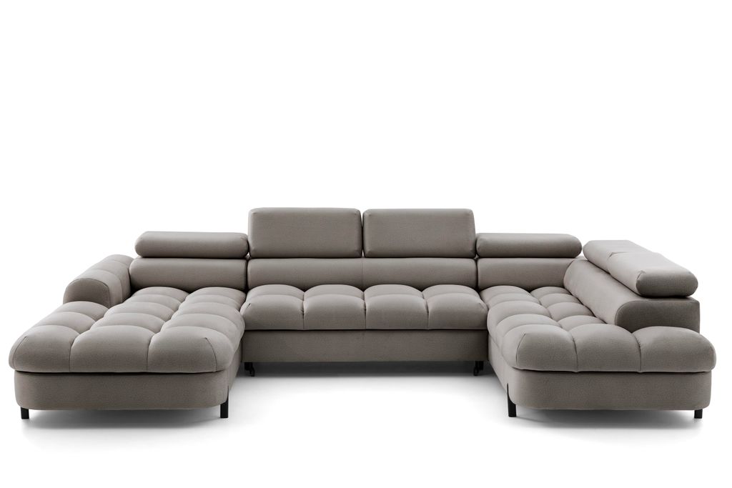 NEXT COLLECTION Ecksofa BOWL U Große Abmessungen,Schlaffunktion, Bettkasten, RECHTS, BEIGE