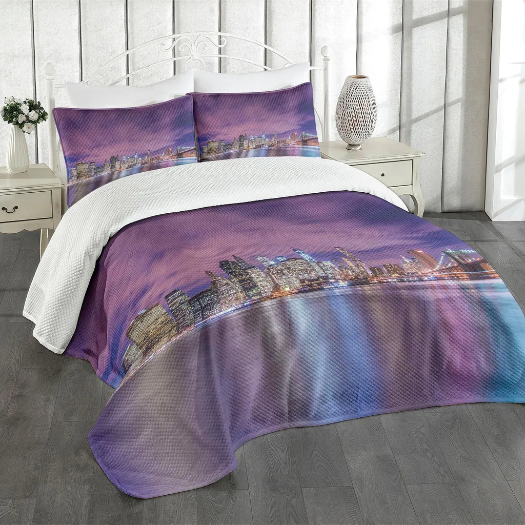 Copriletto ABAKUHAUS Skyline New York 264x220cm Viola Moderno