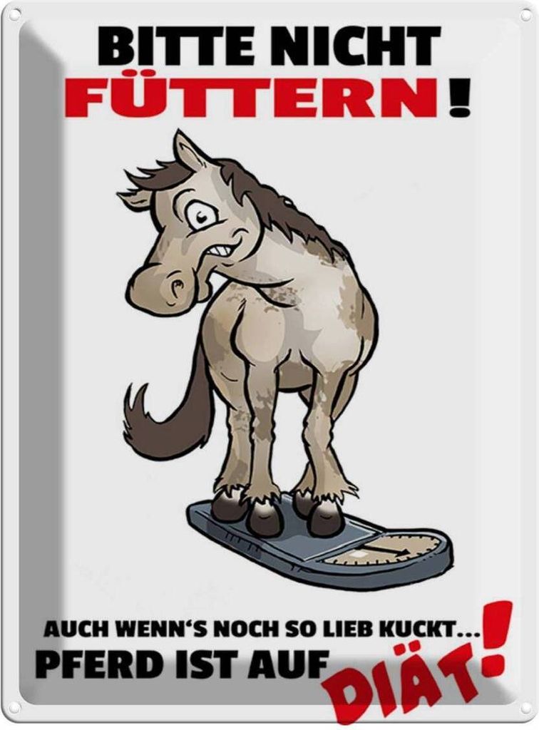 vianmo Blechschild 40x30 cm bitte nicht füttern Pferd Diät Spruch Zitat