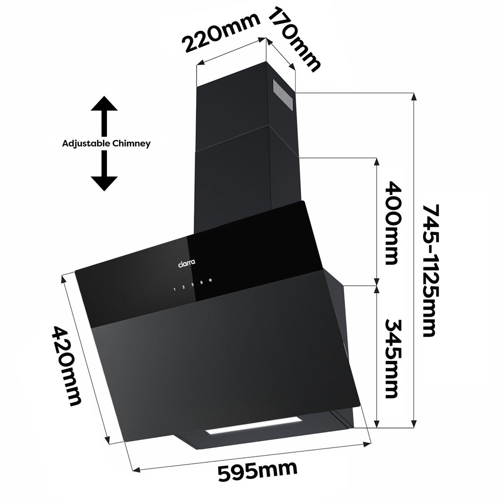 CIARRA Kopffreihaube A+++ 650 m³/h Dunstabzugshaube 60cm Produktbild 12