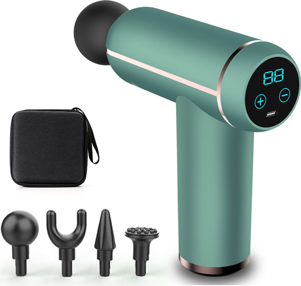 Massage Gun Portable Massage Gun LCD-Muskel-Massagegerät mit 4 Massageköpfen, 1500 mA