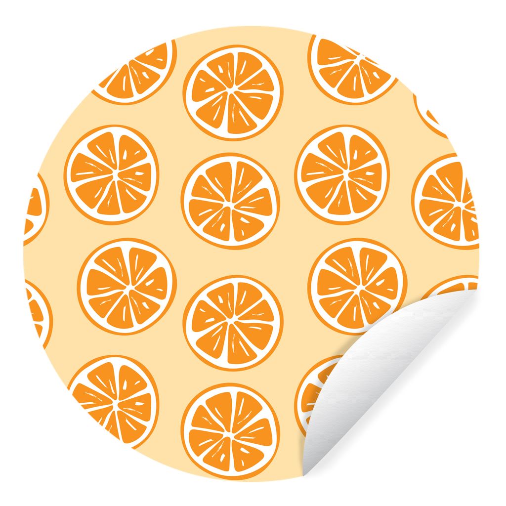 MuchoWow Runde Wandtattoo - Wandsticker Tapete Aufkleber Obst - Orange - Tropisch Ø 30 cm Selbstklebend und Repositionierbar - Wandaufkleber - K...
