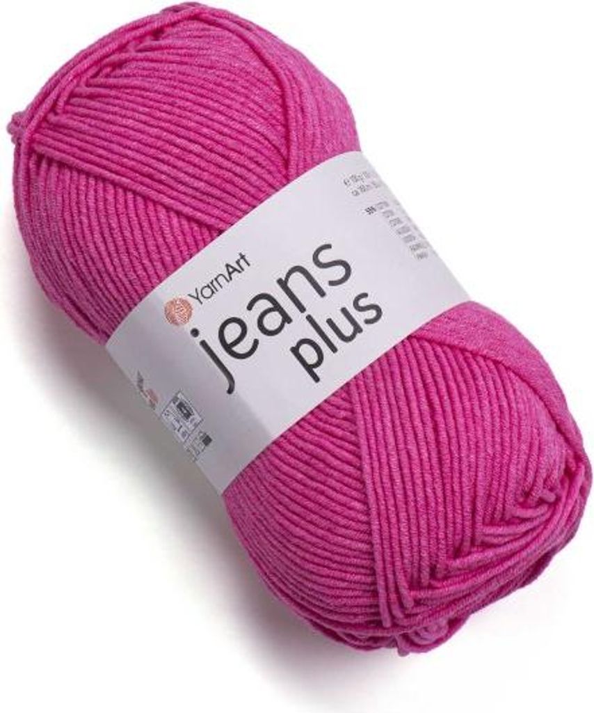 YarnArt Jeans Plus Wolle 160m/100g Intensiv Rosa, 55% Baumwolle, ideal für Amigurumi und Kinderartikeln