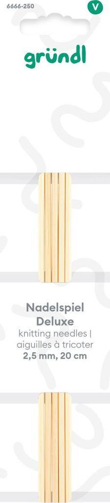 Gründl Nadelspiel Bambus Deluxe 2,5 mm 20 cm natur