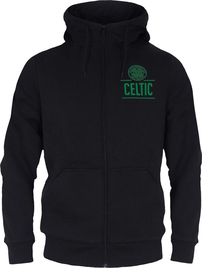 Celtic FC - Hoodie mit durchgehendem Reißverschluss für Herren, Fleece GF530 (XL) (Schwarz)