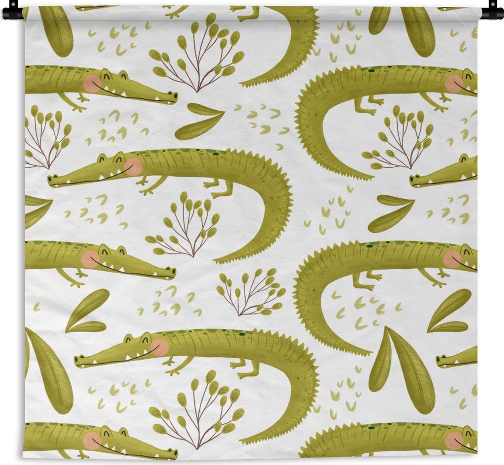 MuchoWow Wandteppich Wandbehang Dschungel - Krokodil - Grün 150x150 cm Tapisserie Dekoration Wandtuch - Wohnaccessoires - Modernes