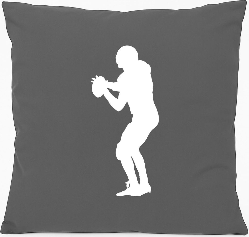 Huuraa Sofakissen American Football Silhouette Geschenk 40x40cm mit Füllung Steel Grey Baumwolle American Football Mitbringsel