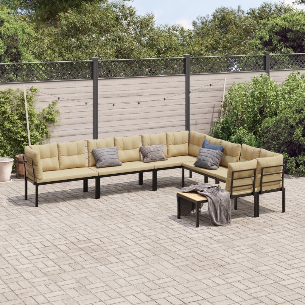 Maison Exclusive - 6-tlg. Garten-Sofagarnitur mit Kissen Schwarz Stahl