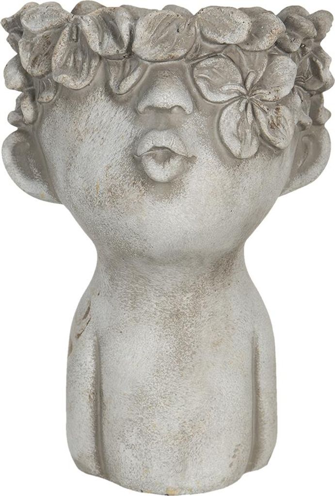 Clayre & Eef Pot de fleurs 11x11x18 cm Gris Pierre Image du produit 