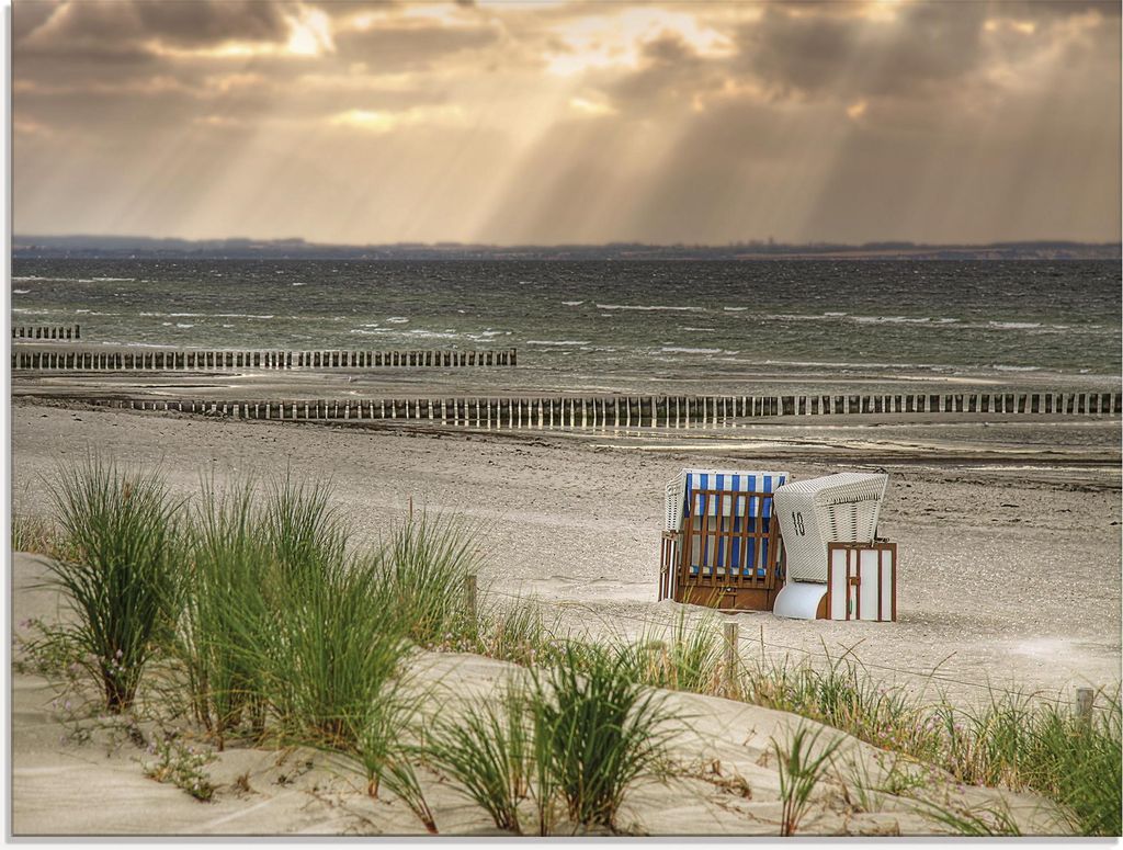 ARTland Glasbild Schwarzer Busch Strand auf Insel Poel Größe: 80x60 cm