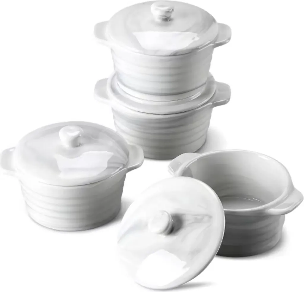 Set di 4 piatti da forno Haute – Circa 290 ml – Ceramica – Effetto marmo – Lasagne e arrosti