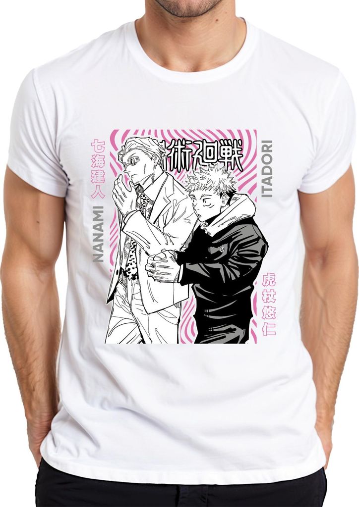 Jujutsu Kaisen Nanami Itadori Anime Ästhetik Geschenk Manga Retro Herren T-Shirt, Weiß, S