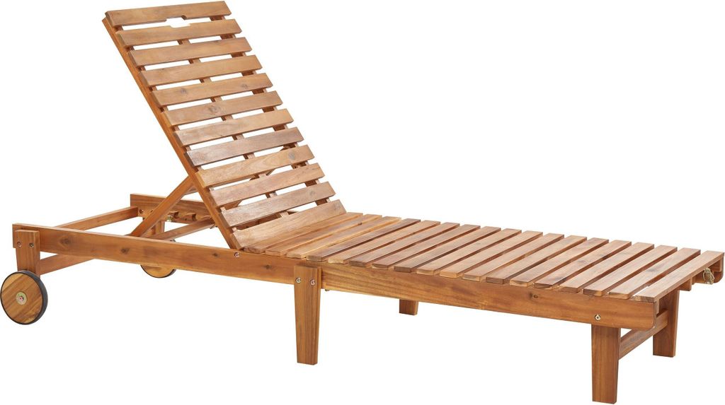 BELIANI Gartenliege Hellbraun aus Akazienholz Platzsparend Klappbar Verstellbare Rückenlehne Stilvolles Design Modern für Garten Terrasse Outdoor