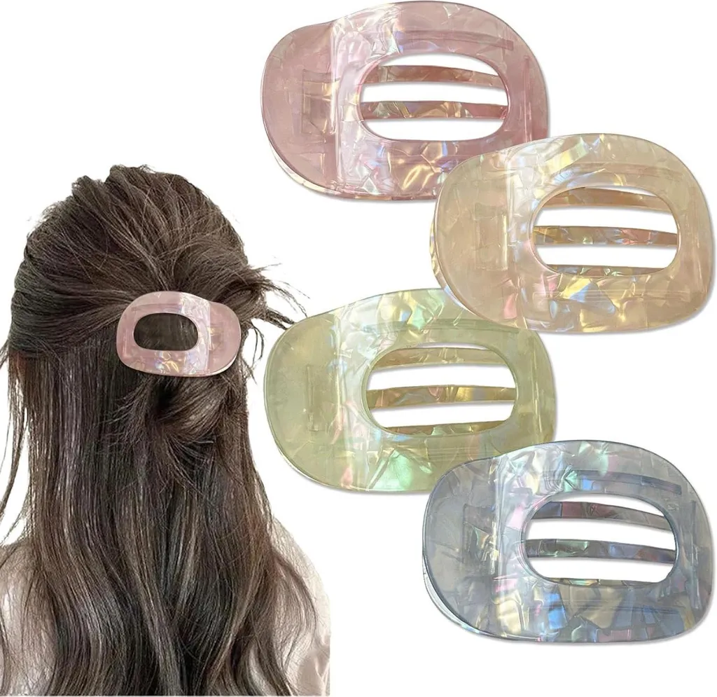 Lot de 4 pinces à cheveux plates en acétate couleur bonbon Lay Down
