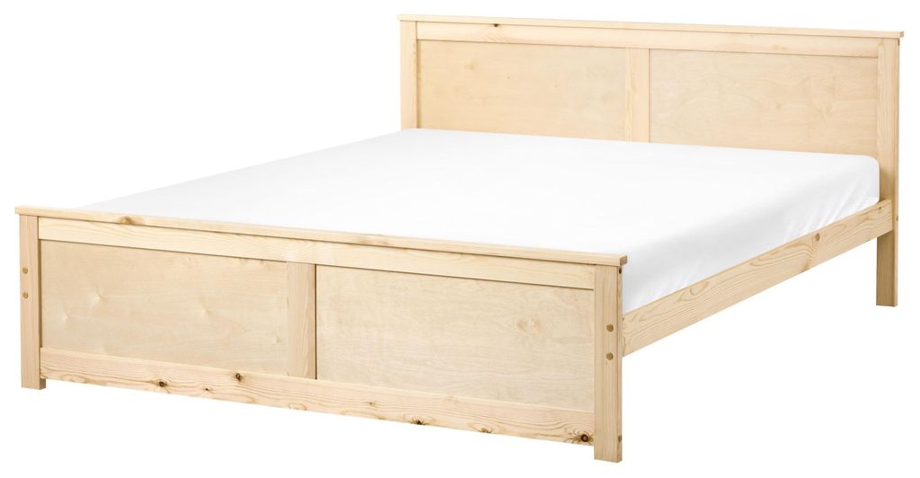 BELIANI Bett Hellbraun Kiefernholz 160 x 200 cm mit Kopfteil Lattenrost Skandinavischer Stil Holzbett
