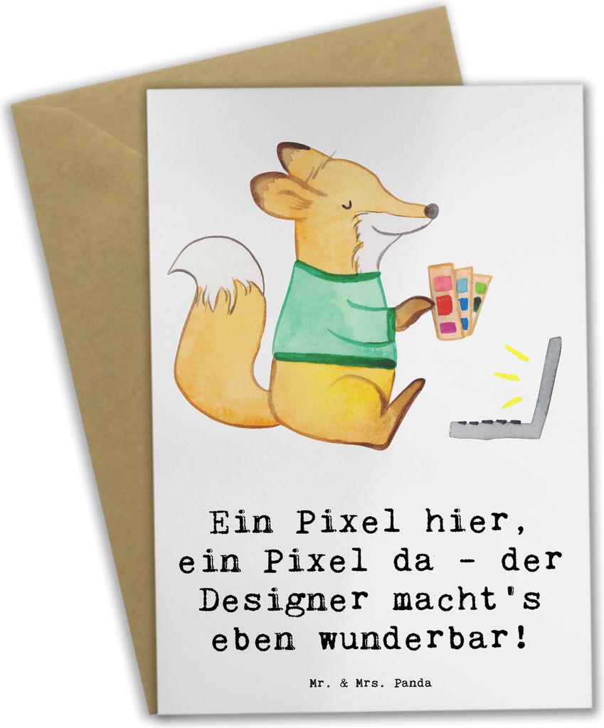 Mr. & Mrs. Panda Glückwunschkarte Designer Pixel Kunst - Produktbild 